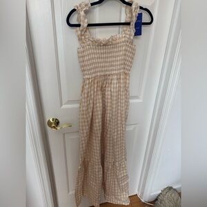 Gingham Maxi Dress with Ruffle Straps